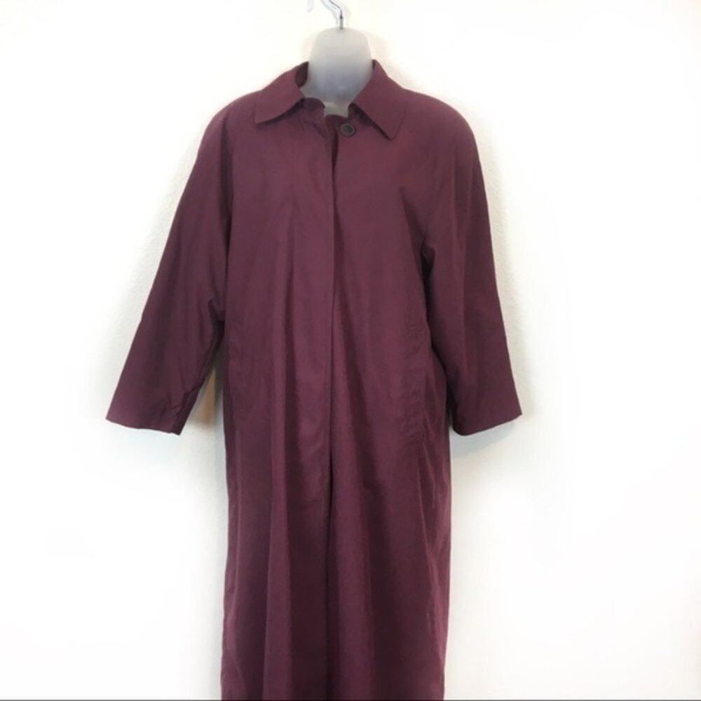 Overcoat Raincoat Vintage London Fog Wine Lined Long Sleeve Collared Size 4P